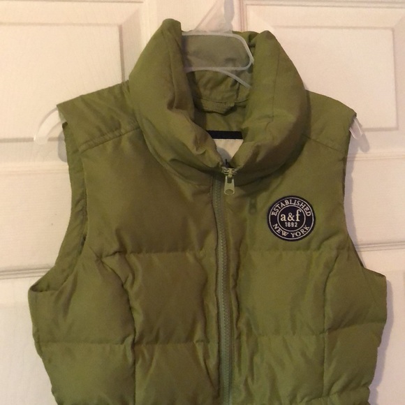 Abercrombie & Fitch Kids Green Dual Zipper Puffer Vest Girls XL - Picture 5 of 12